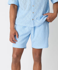 Diamond Plate Towel Short - Light Blue