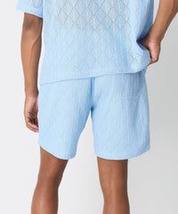 Diamond Plate Towel Short - Light Blue
