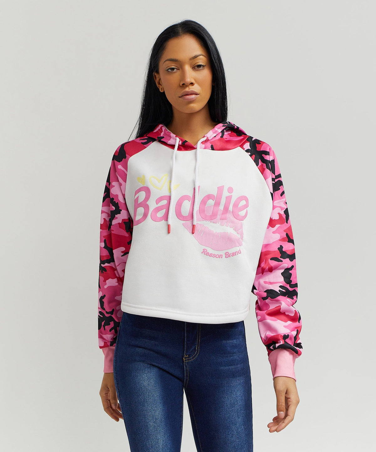 Baddie Camo Crop Hoodie