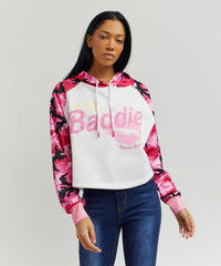 Baddie Camo Crop Hoodie
