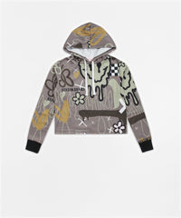 Doodle Women's Graphic Pull-over Long Sleeve Hoodie -Brown