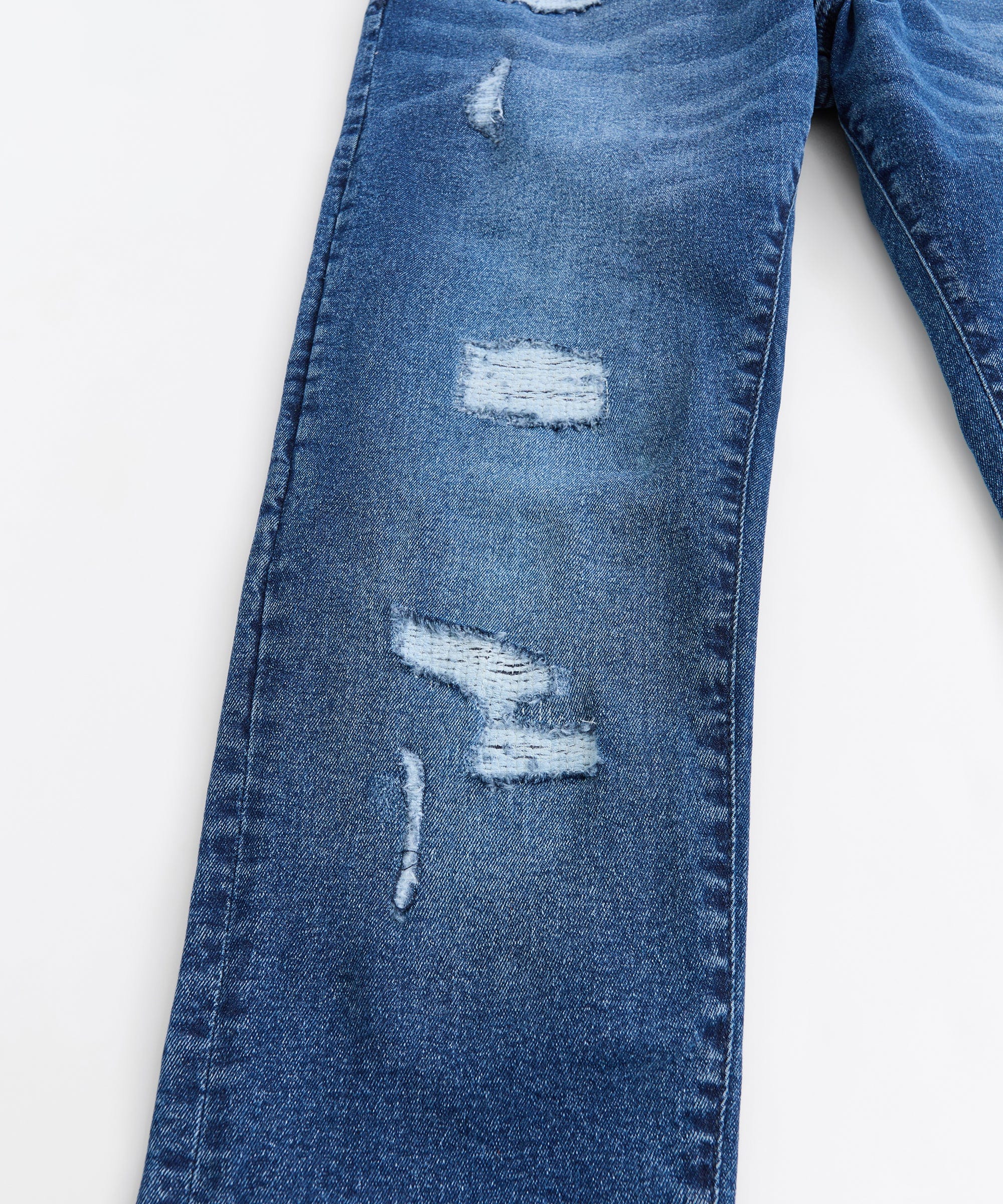 Classic Distressed Skinny Jeans - Medium Blue