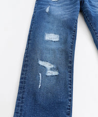 Classic Distressed Skinny Jeans - Medium Blue