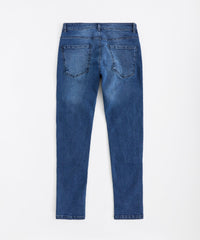 Classic Distressed Skinny Jeans - Medium Blue