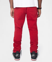Classic Denim Ripped Skinny Jeans - Red