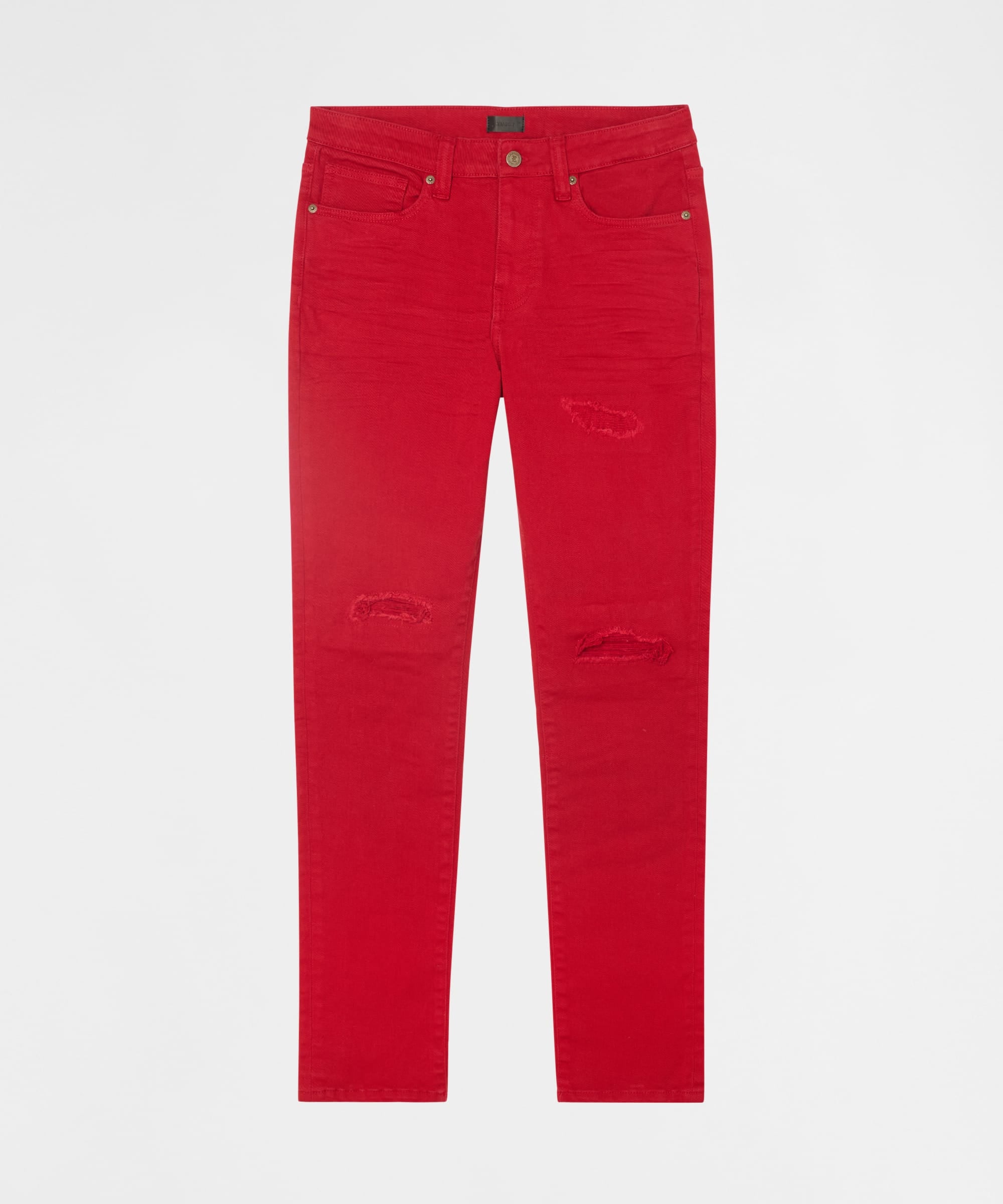 Classic Denim Ripped Skinny Jeans - Red
