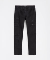 Classic Distressed Cargo Pants - Black