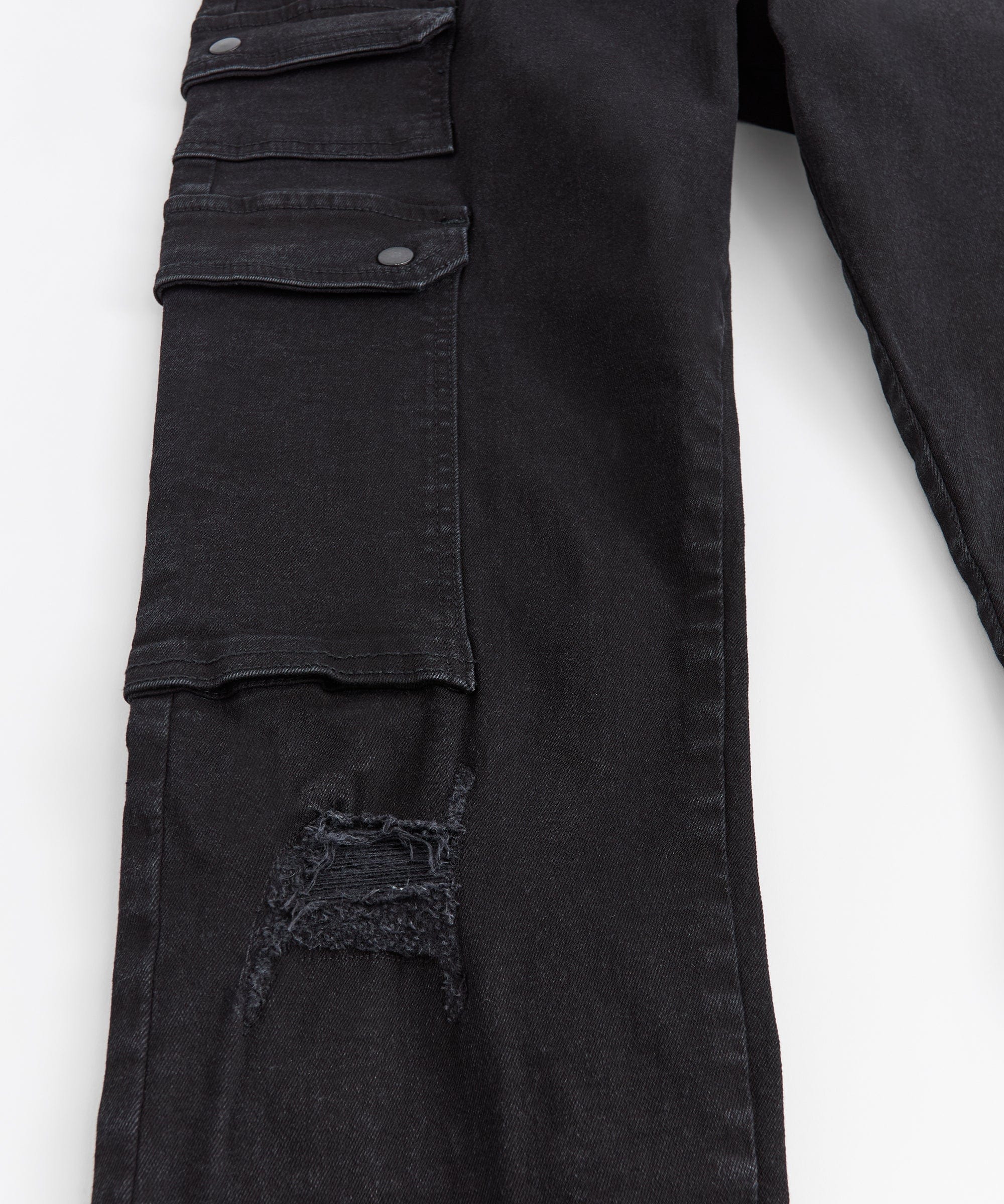 Classic Distressed Cargo Pants - Black