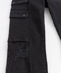 Classic Distressed Cargo Pants - Black