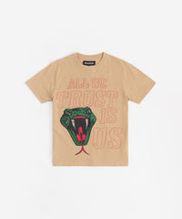All We Trust Is Us Applique Short Sleeve Tee - Khaki