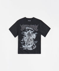 Grim Reaper Washed Rhinestones Short Sleeve Tee - Black