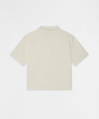 Essential Button-Down Textured Short Sleeve Shirt - Beige