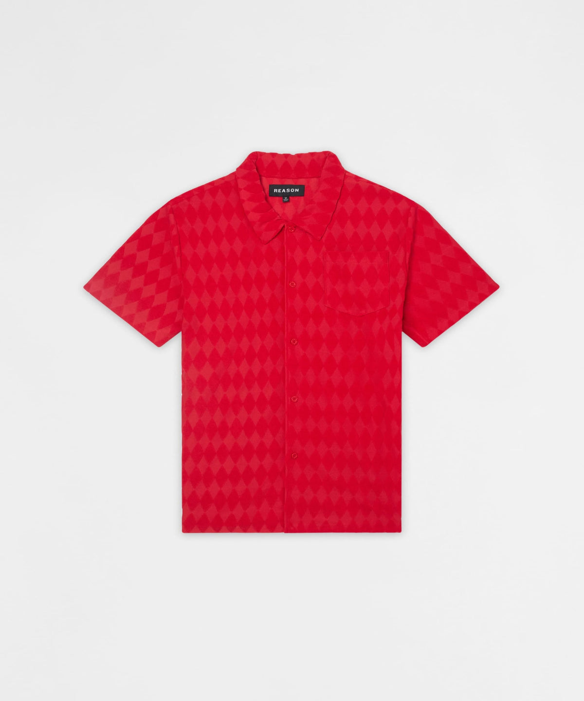 Diamond Viscose Button-Down Shirt - Red
