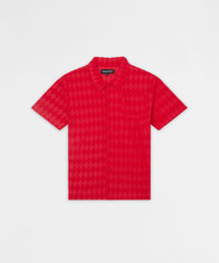 Diamond Viscose Button-Down Shirt - Red