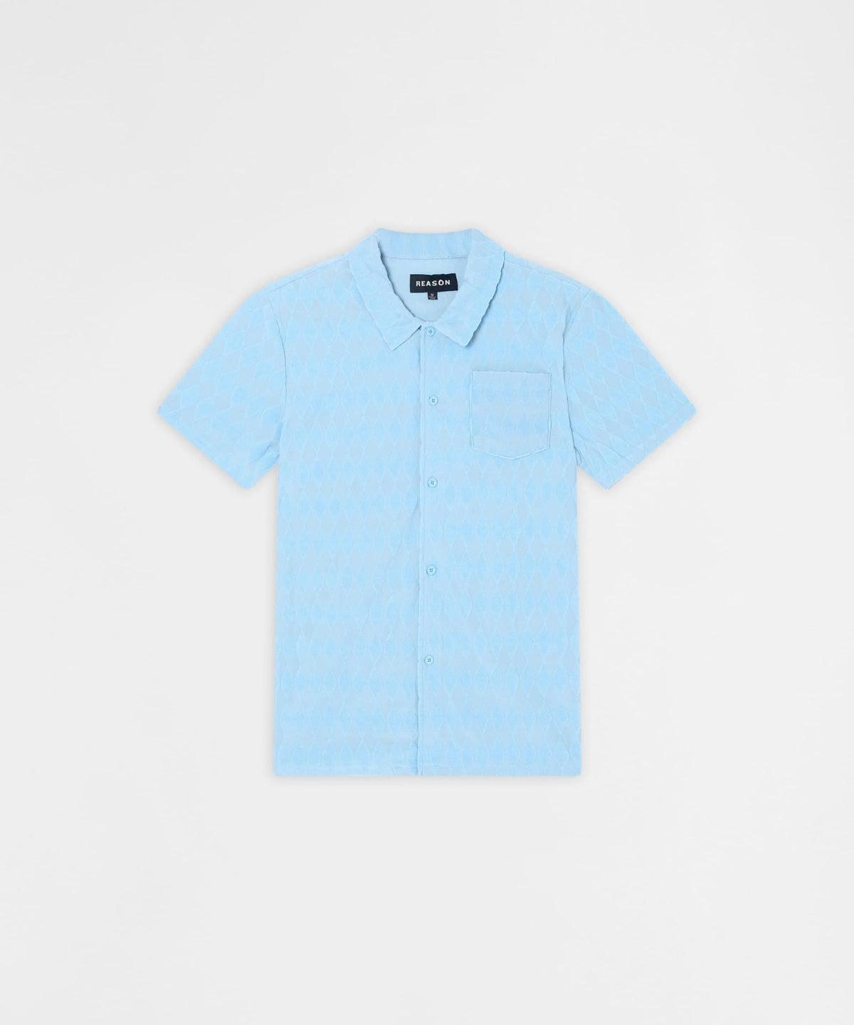 Diamond Plate Viscose Short Sleeve Shirt - Light Blue