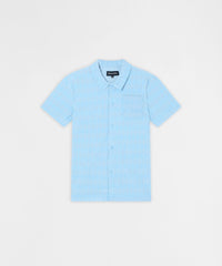 Diamond Plate Viscose Short Sleeve Shirt - Light Blue