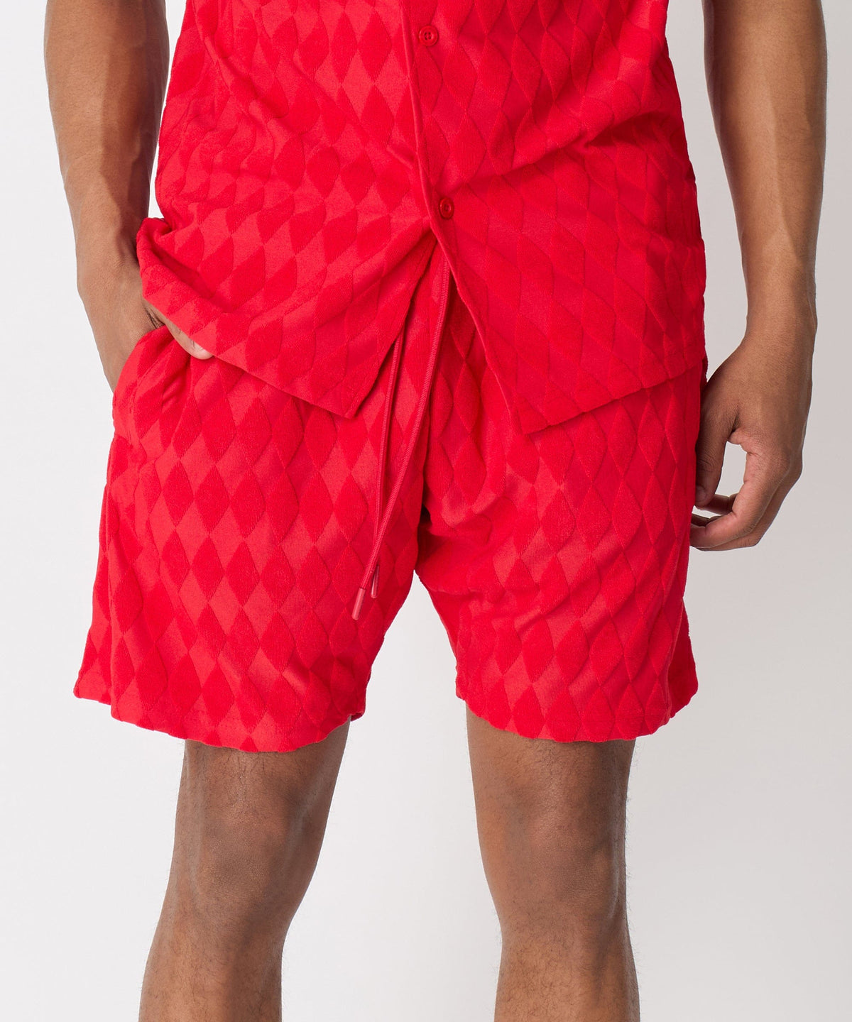 Diamond Plate Towel Short - Red