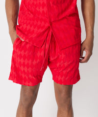 Diamond Plate Towel Short - Red