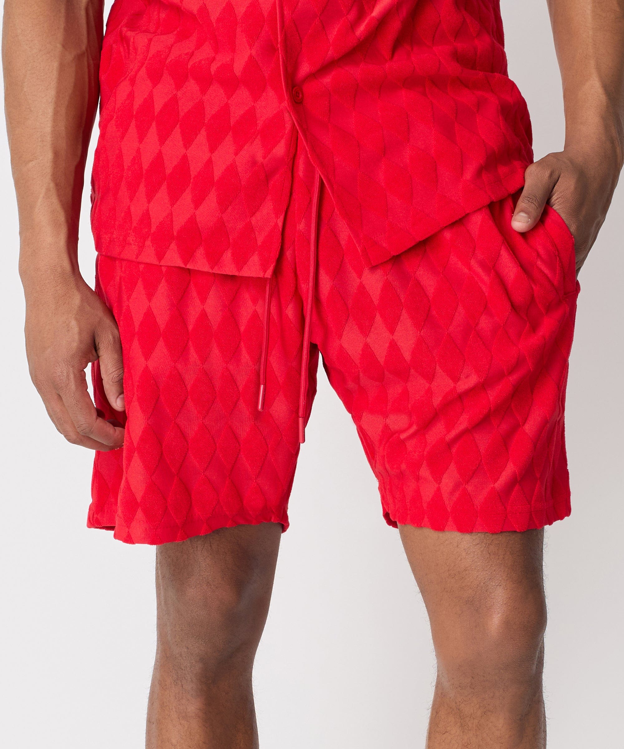 Diamond Plate Towel Short - Red