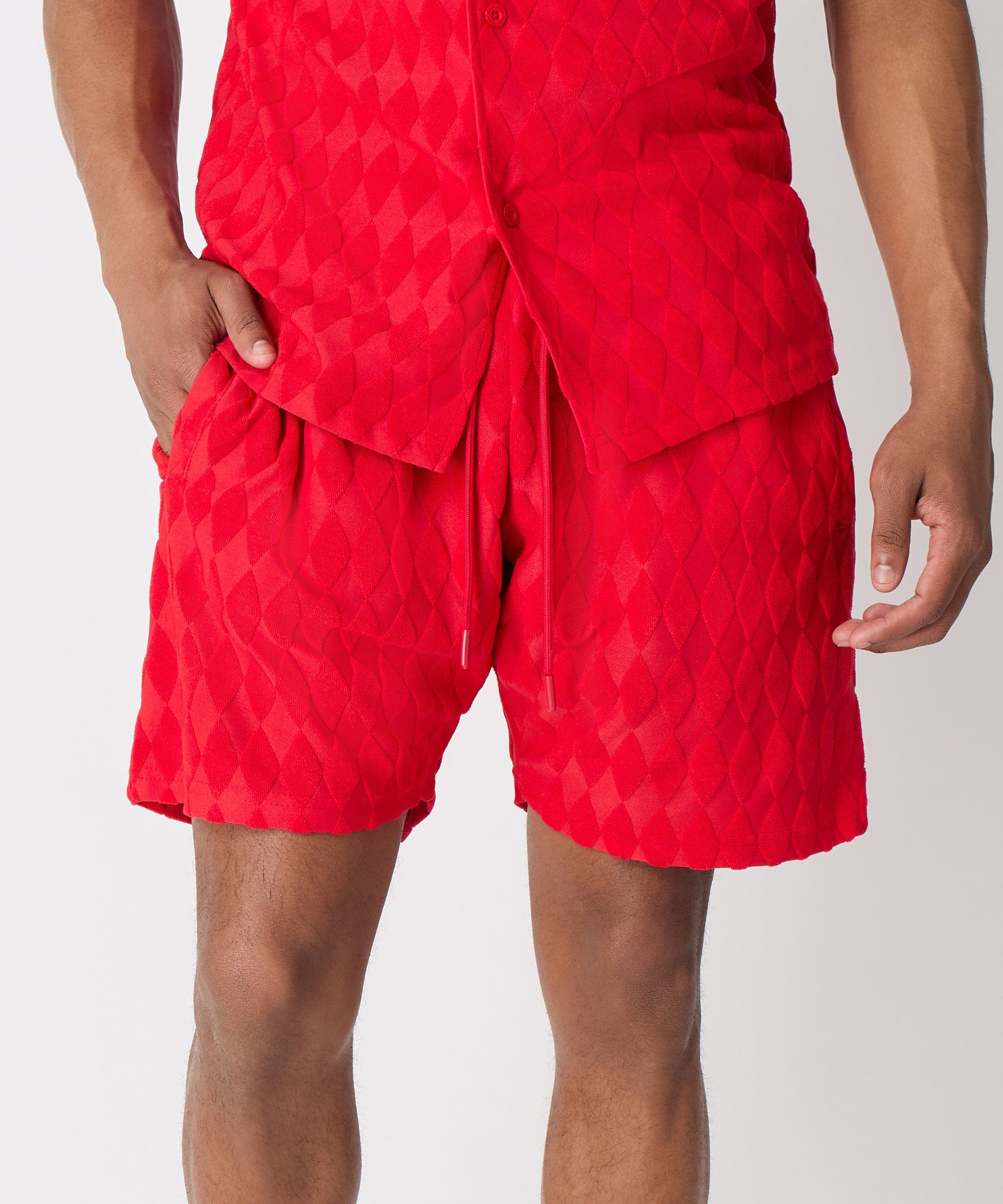 Diamond Plate Towel Short - Red
