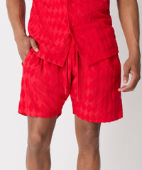 Diamond Plate Towel Short - Red