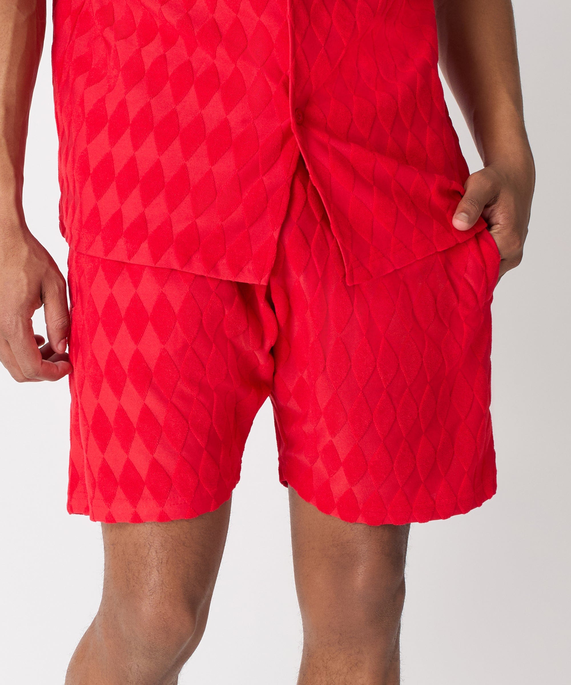 Diamond Plate Towel Short - Red