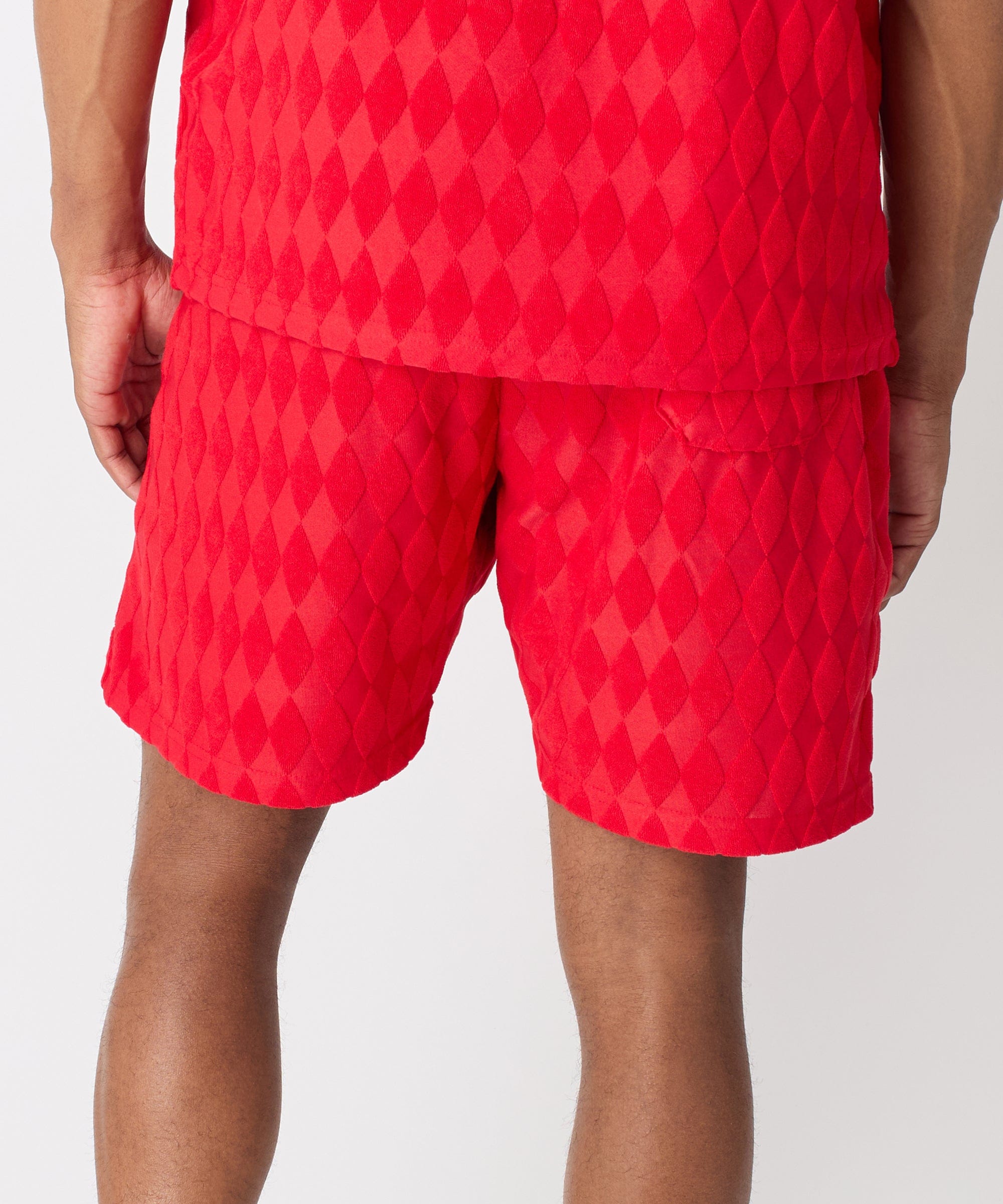 Diamond Plate Towel Short - Red