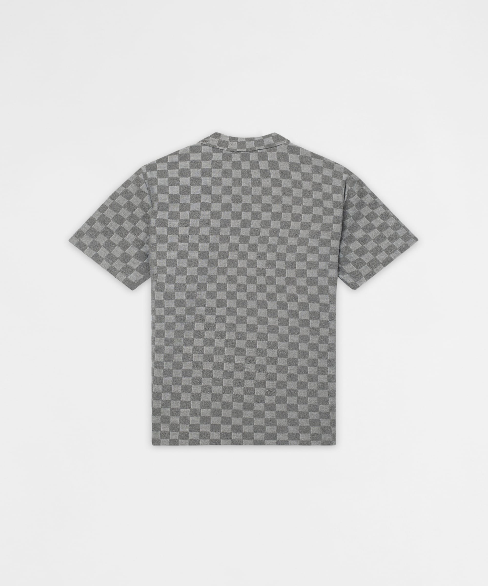 Checkerboard Viscose Button-Down Shirt - Grey