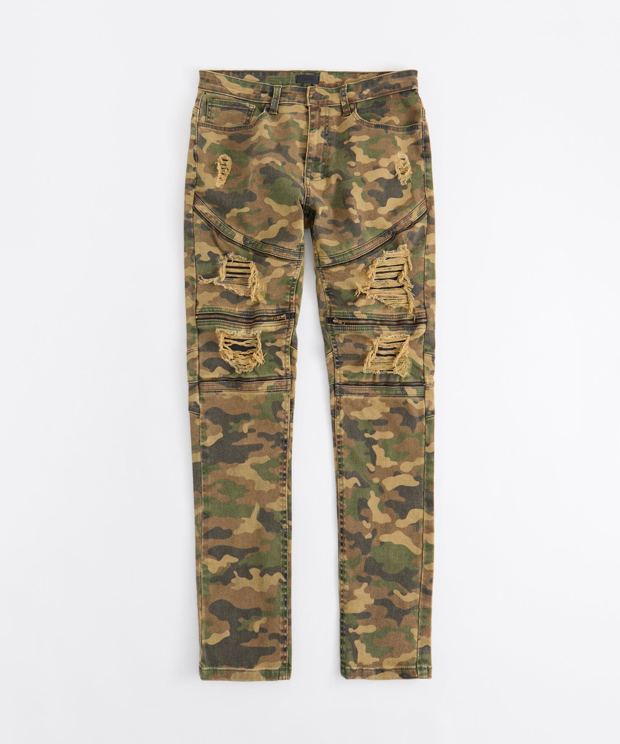 Distressed Camo Denim Pant
