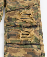 Distressed Camo Denim Pant