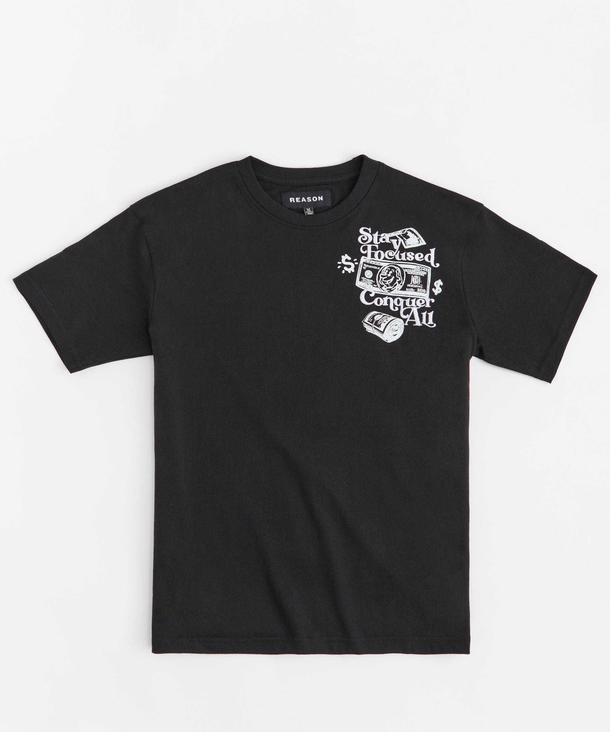 Big Checks Embroidered Short Sleeve Tee - Black