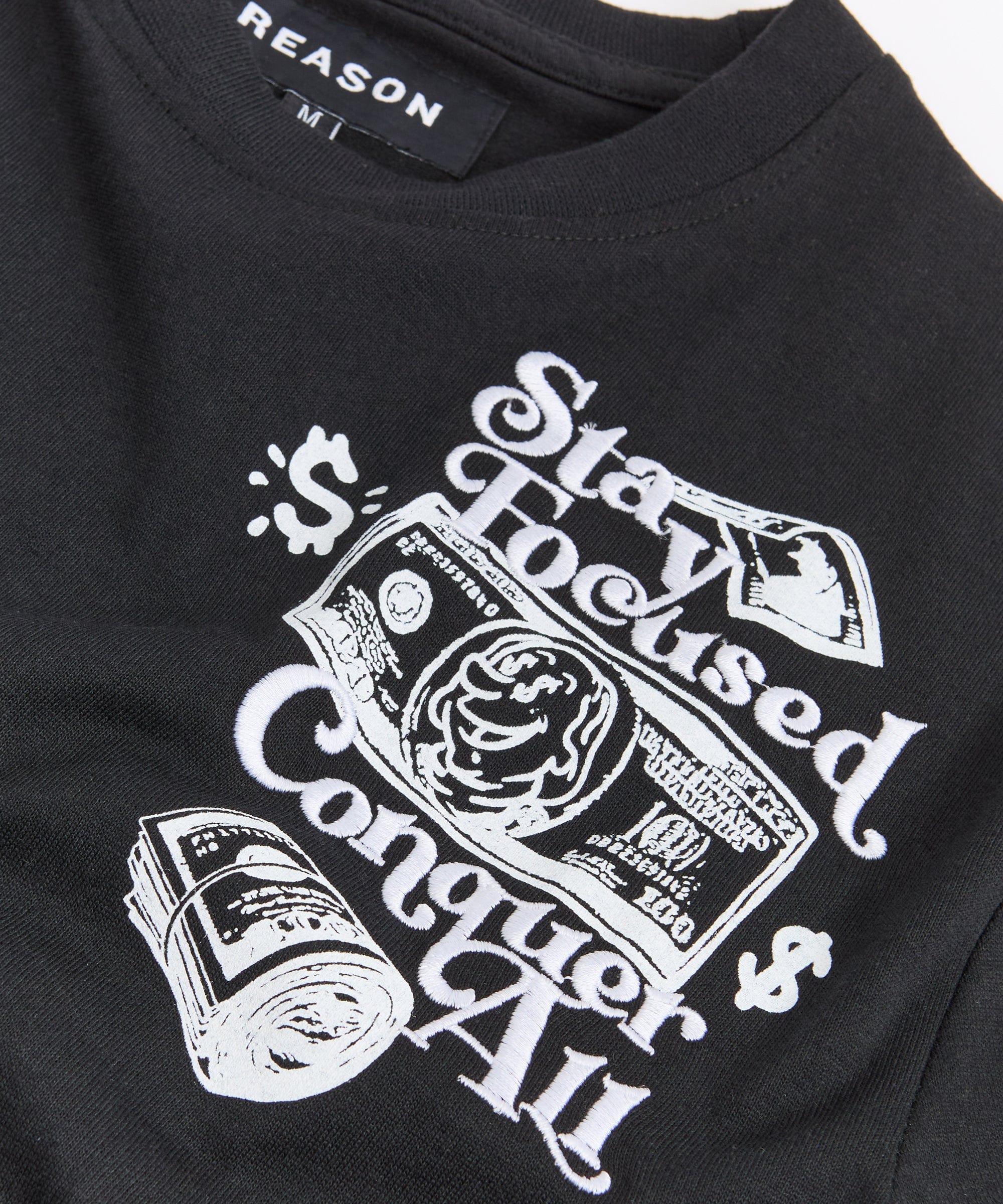 Big Checks Embroidered Short Sleeve Tee - Black