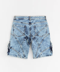 Destroyed Denim Shorts - Dark Blue