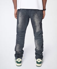 Crinkle Wash Distressed Skinny Jeans - Black