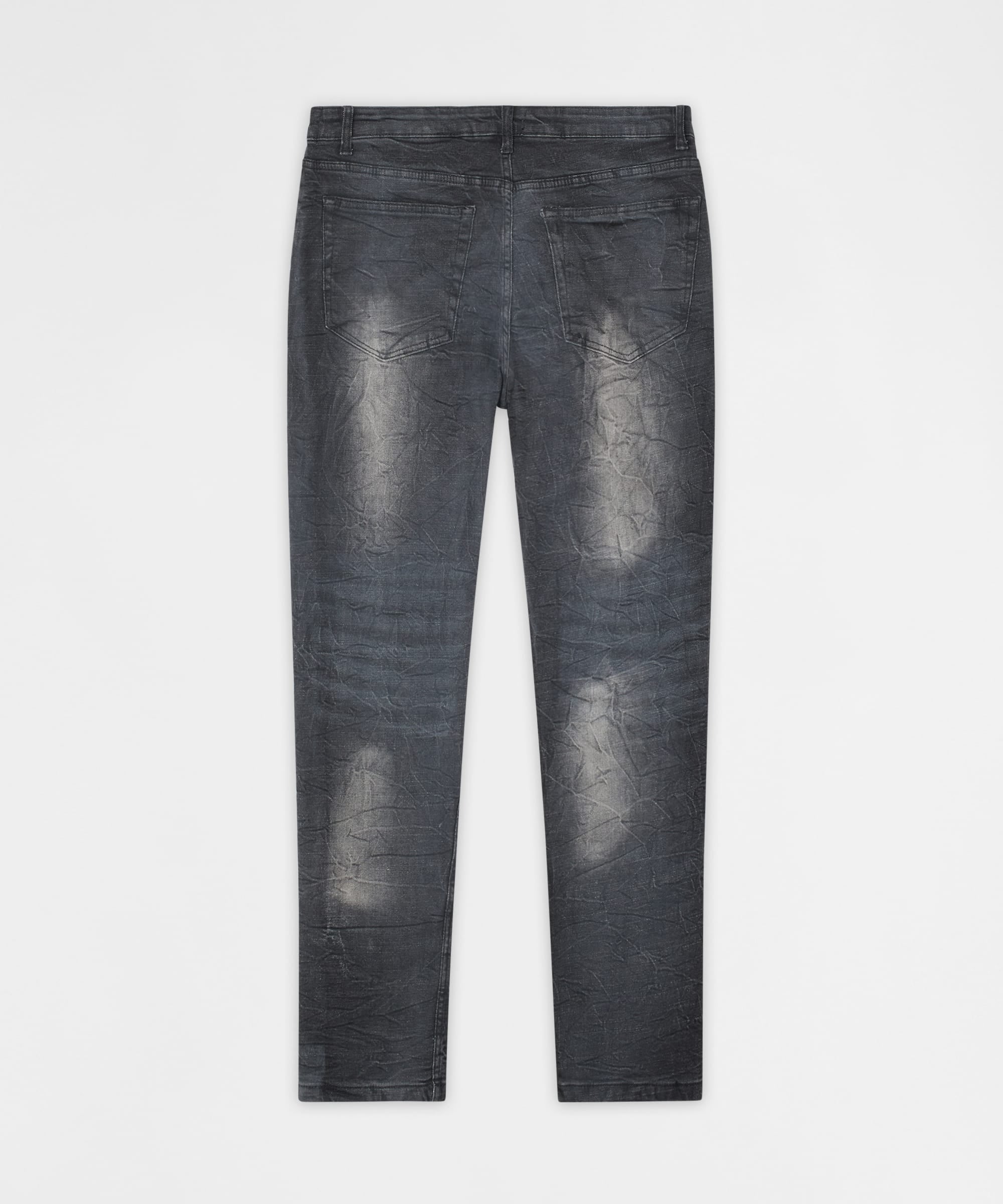 Crinkle Wash Distressed Skinny Jeans - Black