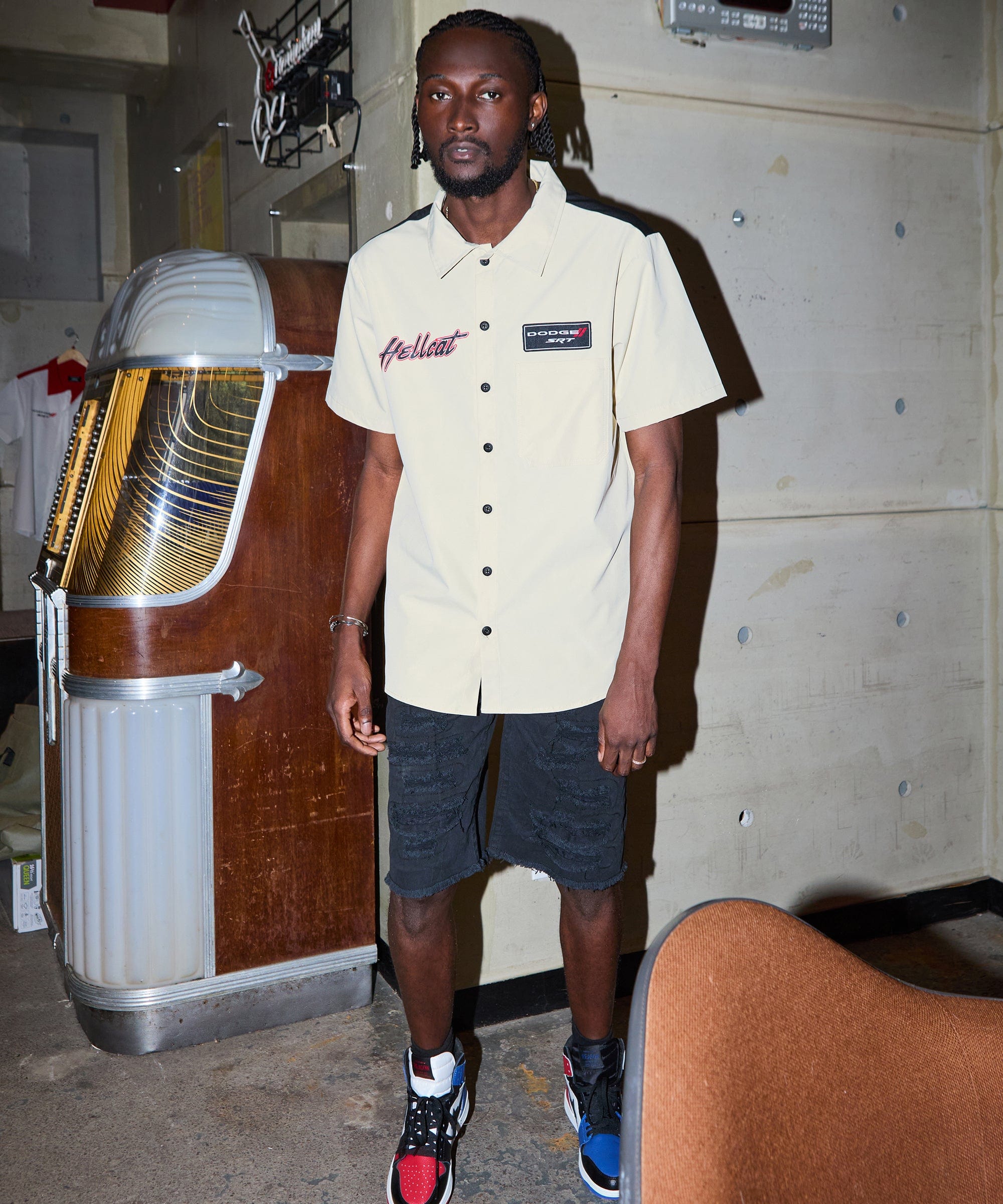 Dodge Hellcat Mechanics Button Down Shirt - Khaki