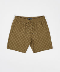Checkerboard Towel Shorts - Brown