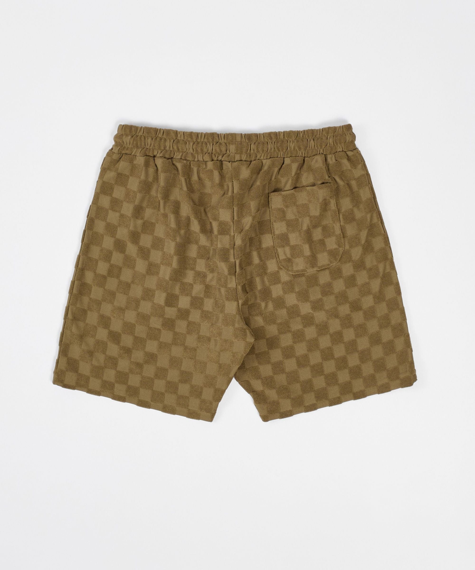 Checkerboard Towel Shorts - Brown