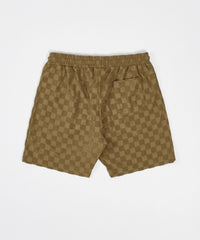 Checkerboard Towel Shorts - Brown