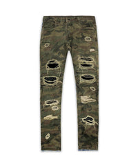 Distressed Camo Denim Pant