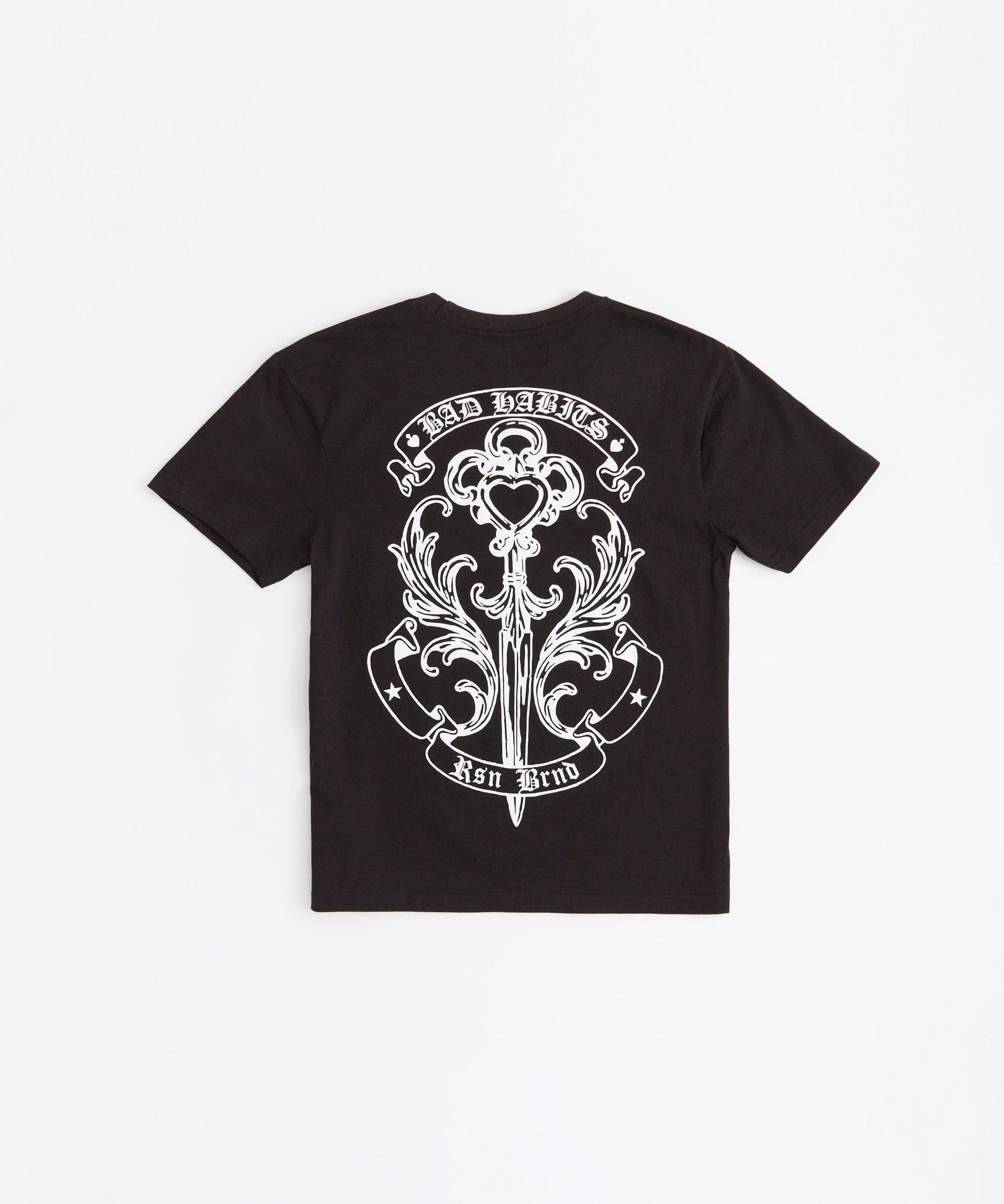 Bad Habits Graphic Short Sleeve Tee - Light Blue/Black