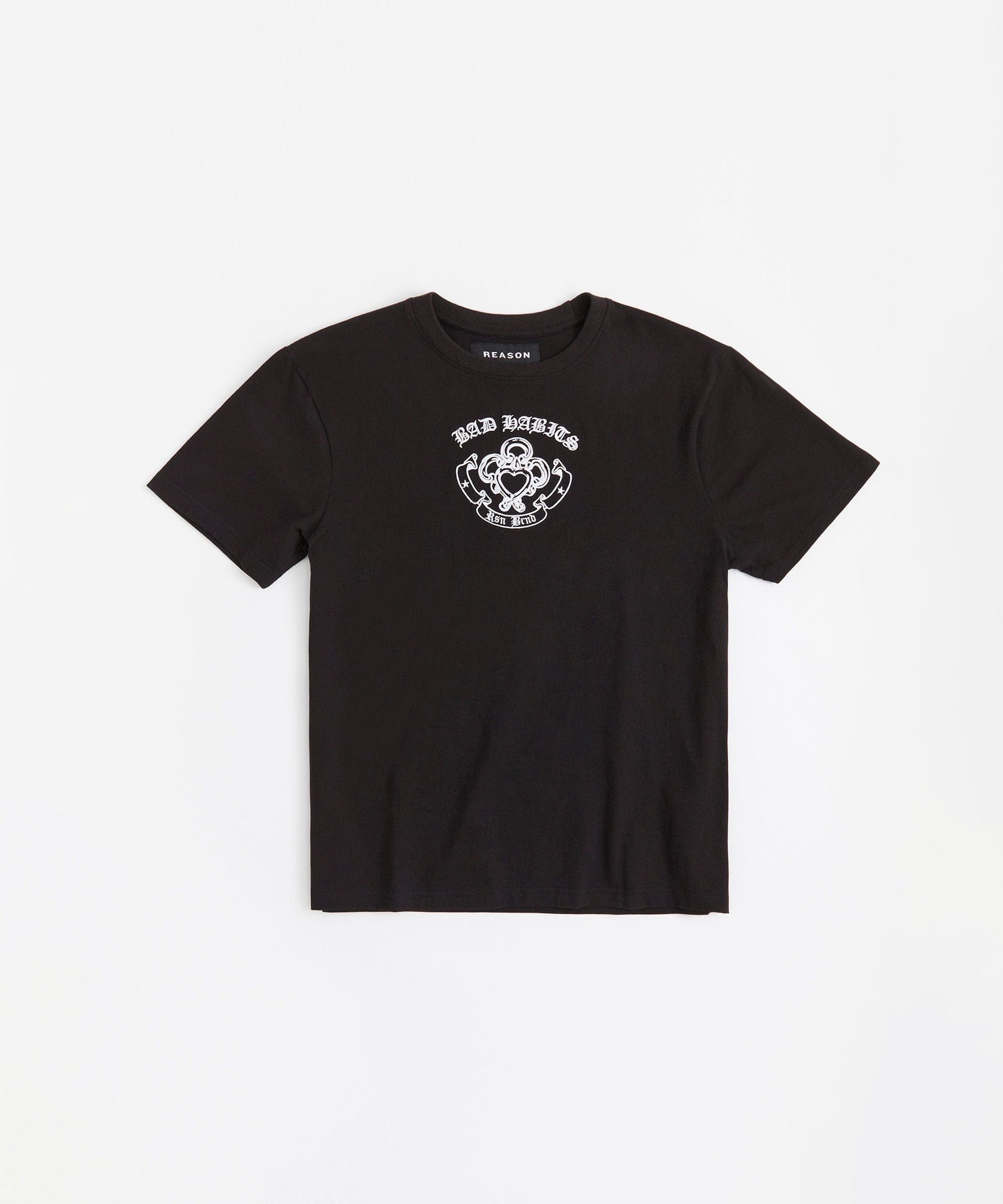 Bad Habits Graphic Short Sleeve Tee - Light Blue/Black