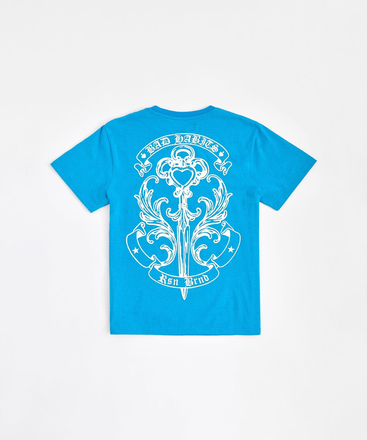 Bad Habits Graphic Short Sleeve Tee - Light Blue/Black