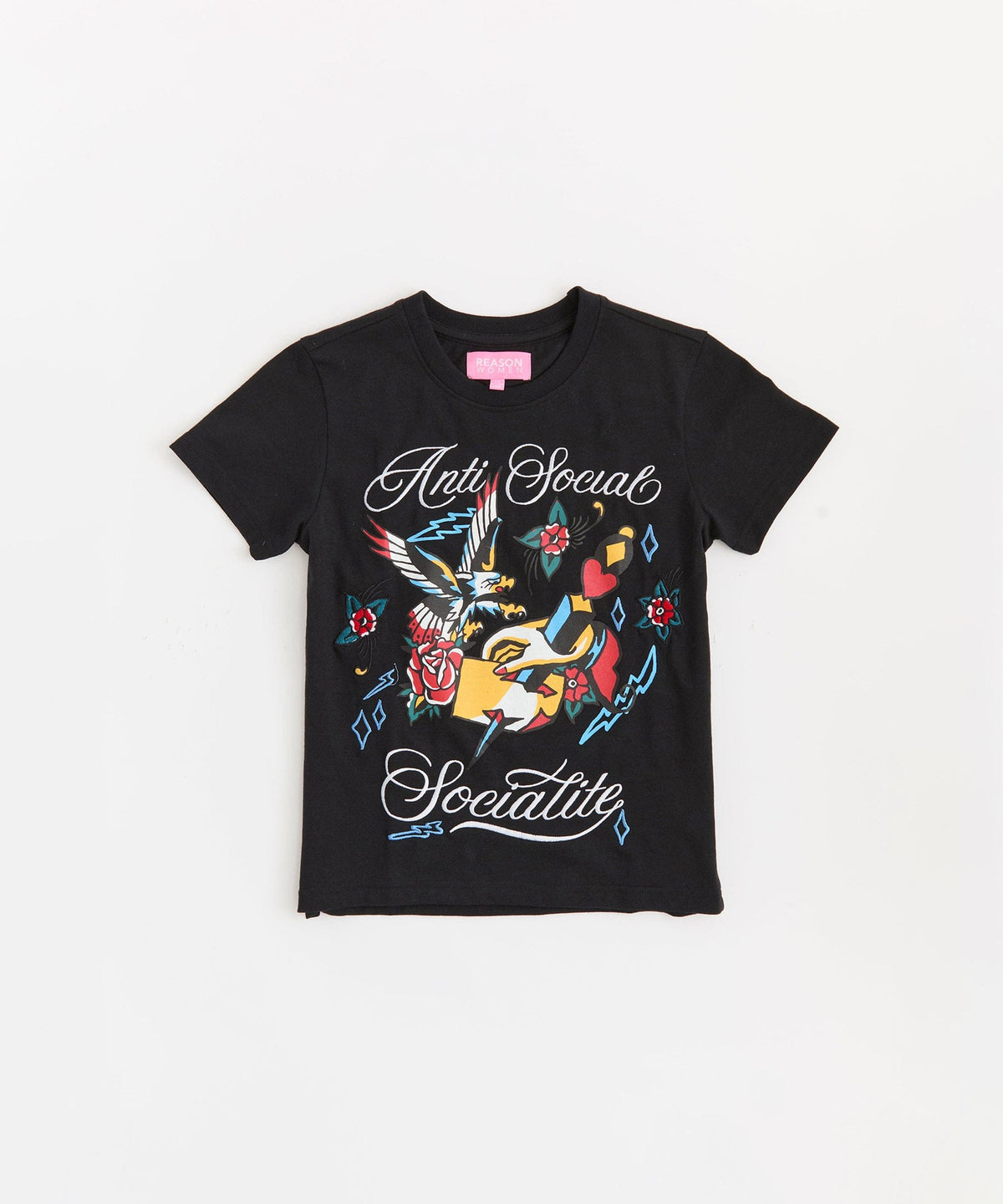 Anti Social Socialite Women's Graphic Cropped Short Sleeve Tee - Black