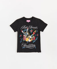 Anti Social Socialite Women's Graphic Cropped Short Sleeve Tee - Black
