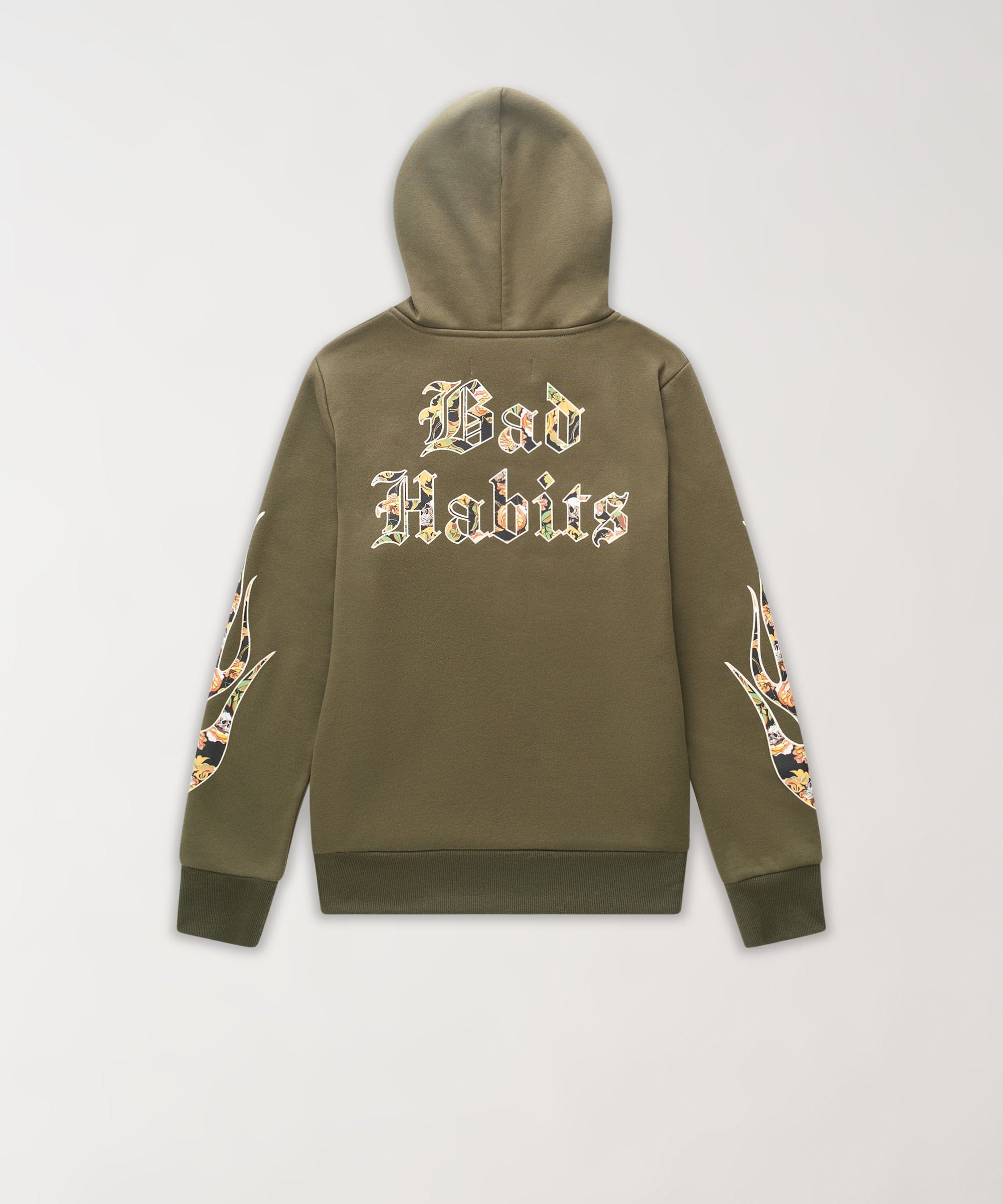 Bad Habits Women's Cropped Hoodie - Olive Green
