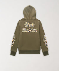 Bad Habits Women's Cropped Hoodie - Olive Green