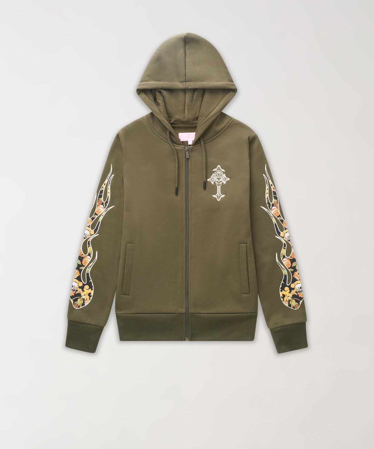 Bad Habits Women's Cropped Hoodie - Olive Green