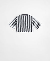 Cabana Women Plus Size Textured Knit Short Sleeve Shirt - Black/White