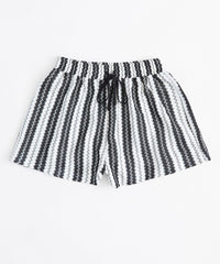 Cabana Women Plus Size Textured Knit Shorts - Black/White